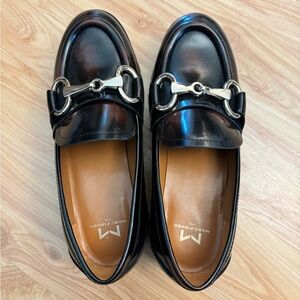 Black/Tortoise Loafers with Large Silver Buckle